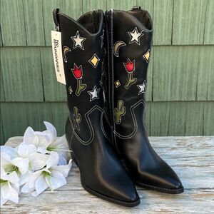Western Boots Black Novelty Southwestern Cowgirl Desert Vibes Country Size 9